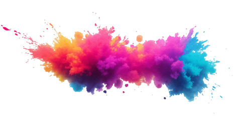 Multicolor powder explosion on White background. Colored cloud. Colorful dust explode. Paint Holi. colorful rainbow Holi paint color powder explosion with bright colors isolated white background.	