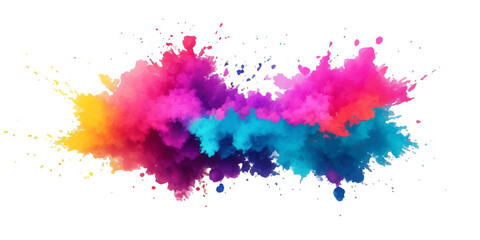 Multicolor powder explosion on White background. Colored cloud. Colorful dust explode. Paint Holi. colorful rainbow Holi paint color powder explosion with bright colors isolated white background.	