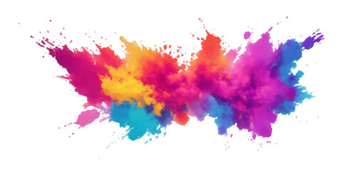 Multicolor powder explosion on White background. Colored cloud. Colorful dust explode. Paint Holi. colorful rainbow Holi paint color powder explosion with bright colors isolated white background.	