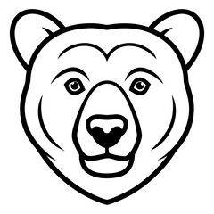 Minimalist Bear Face Icon in Black art vector