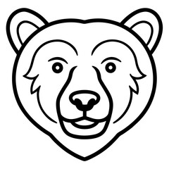 Minimalist Bear Face Icon in Black art vector