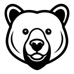 Minimalist Bear Face Icon in Black art vector
