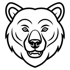 Minimalist Bear Face Icon in Black art vector