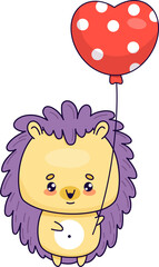 Fototapeta premium Cute hedgehog with balloon