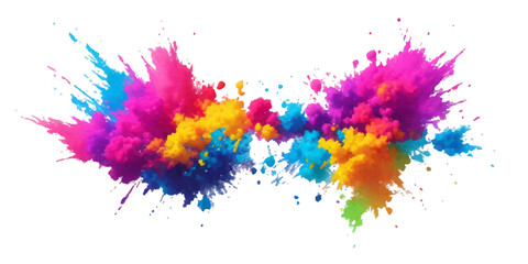 Multicolor powder explosion on White background. Colored cloud. Colorful dust explode. Paint Holi. colorful rainbow Holi paint color powder explosion with bright colors isolated white background.	