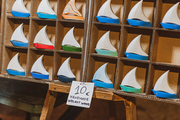 Close up of the souvenirs in a Greek shop