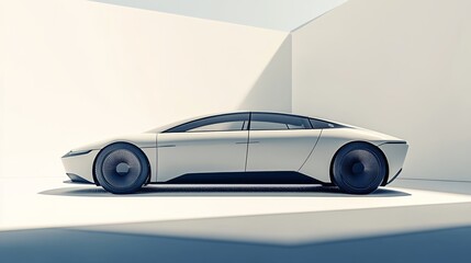 Sleek White Concept Car Design - Futuristic Automotive Innovation