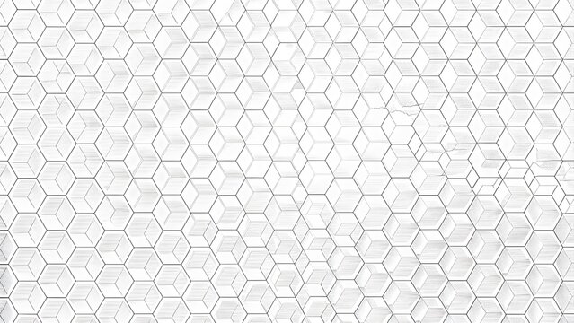 Technology abstract background with hexagons mesh, 3D abstraction of nanotechnology and science, electronics and digital style, Abstract geometric. Trendy white background.