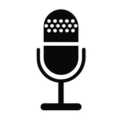 a Microphone icon, vector silhouette, isolated white background,