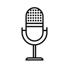 a Microphone icon, vector silhouette, isolated white background,