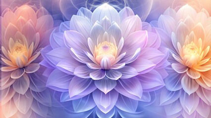 Three abstract botanical wall art panels in blue and orange with translucent flowers. Wall art panels with abstract botanical designs