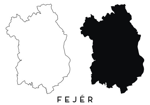Fejer map outline and black silhouette vector