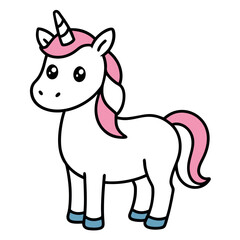 An  outline of a unicorn line art vector art illustration