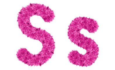 letter S made from New Year's tinsel, isolated Christmas tinsel, tinsel garland