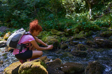 Woman hiker in a canyon