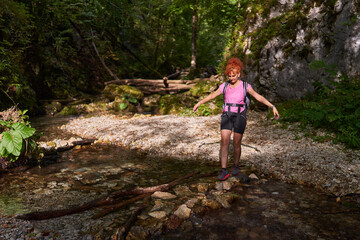 Woman hiker in a canyon