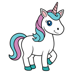 An  outline of a unicorn line art vector art illustration