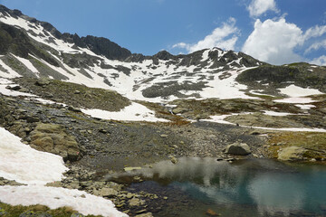 Obraz premium Kugletersee lake in Pitztal valley, the Austrian Alps