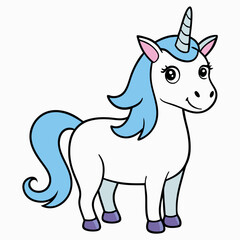 An  outline of a unicorn line art vector art illustration