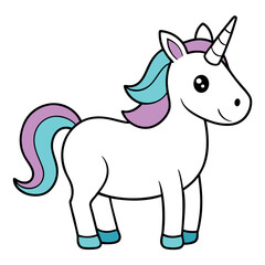 An  outline of a unicorn line art vector art illustration