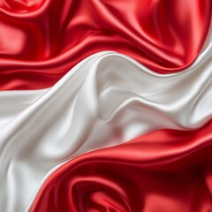 Obraz premium A red and white flag is shown in a close up