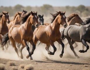 Horses Running Through the Plains