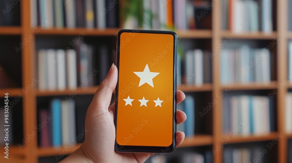 Poster smartphone screen showing one star rating, indicative of consumer dissatisfaction. a visual represen
