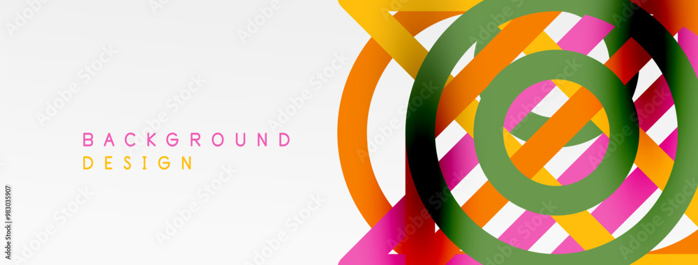 Poster abstract background - colorful circle lines technology or business digital template