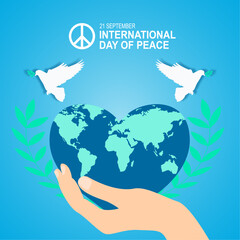 international peace day wishing post design and background, vector, love heart 