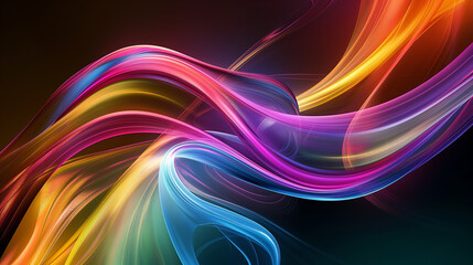 Naklejka premium Vibrant waves of colorful light create a mesmerizing abstract pattern against a dark background