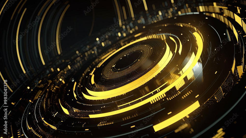 Aufkleber Technology abstract background with hud styled round interface elements in neon tech light.