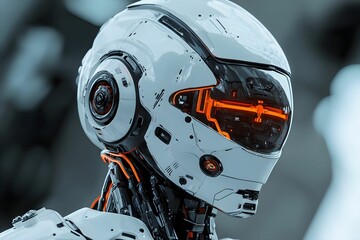 Fototapeta premium Futuristic humanoid robot with intricate design and glowing features