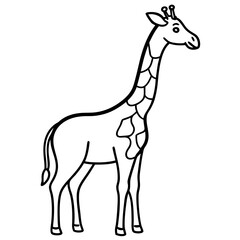 Minimalist Giraffe Outline with Extended Neck on White