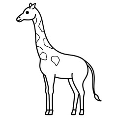 Minimalist Giraffe Outline with Extended Neck on White