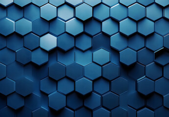 Fototapeta premium Futuristic Hexagonal Grid Pattern - Blue Digital Abstract Background
