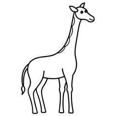 Minimalist Giraffe Outline with Extended Neck on White