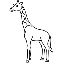 Obraz premium Minimalist Giraffe Outline with Extended Neck on White