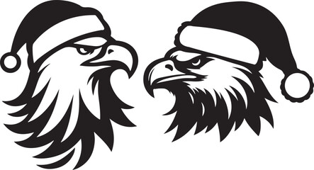 Merry Christmas and Santa Claus Eagle Birds Silhouette Vectors 