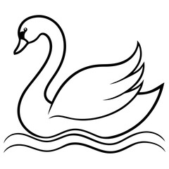 Graceful Swan Line Art on White Canvas
