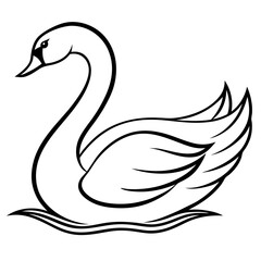 Fototapeta premium Graceful Swan Line Art on White Canvas