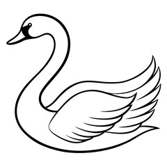 Graceful Swan Line Art on White Canvas