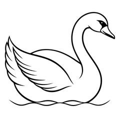 Graceful Swan Line Art on White Canvas