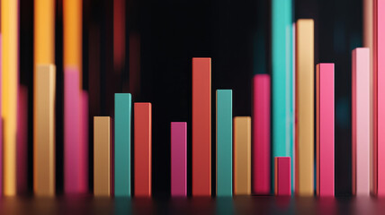 Obraz premium Colorful bar graph representing data visualization and analytics trends, suitable for business and design presentations.