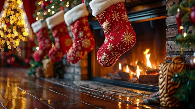 Christmas Stockings Hanging by the Fireplace