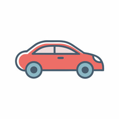 Vibrant Ride: The Red Car in Automotive Design Illustrator Artwork