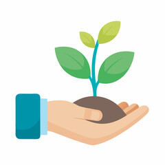hand holding a plant eco friendly vector art