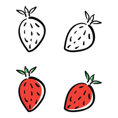 Strawberry Fruit Icon Doodle Illustration