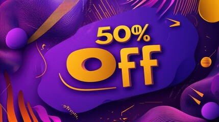 Colorful 50% Off Discount Sale Background Design