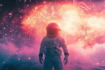 Space-Bound Bear in a Futuristic Suit. Beautiful simple AI generated image