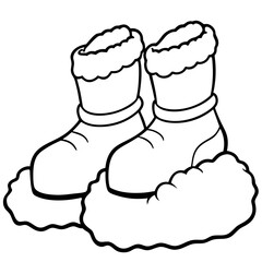 Santa's Fur-Trimmed Boots in Snow - Vector Art 1